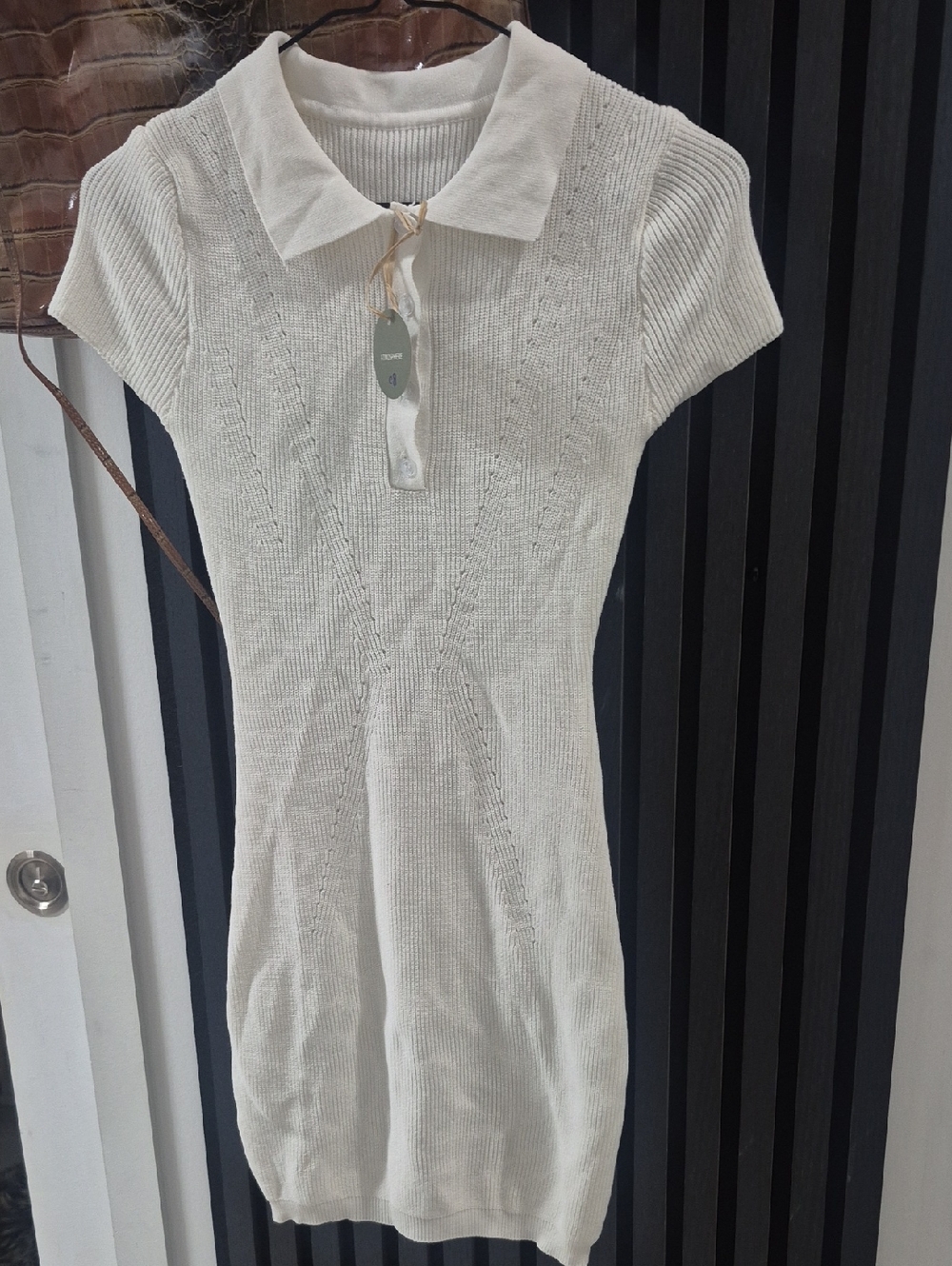 Women’s Cream Polo Knit Dress - Lightweight Short Sleeve
